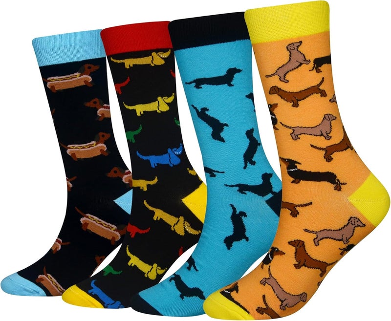 Cansok Men's 2/4 Packs Fun Crazy Novelty Dress Crew Socks - Image 1